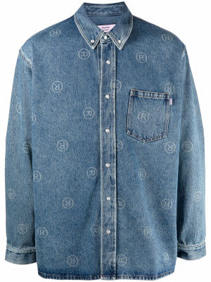 

Monogram-print denim shirt, Martine Rose Monogram-print denim shirt