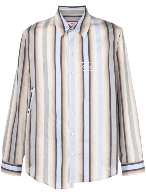 

Striped logo-embroidered shirt, Martine Rose Striped logo-embroidered shirt
