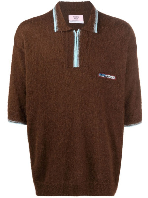 

Logo-patch knitted polo shirt, Martine Rose Logo-patch knitted polo shirt