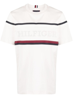 

Logo-print striped cotton T-shirt, Tommy Hilfiger Logo-print striped cotton T-shirt