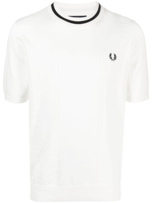 

Logo-embroidered knit T-shirt, Fred Perry Logo-embroidered knit T-shirt
