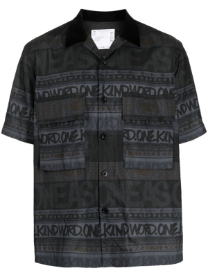 

Slogan-print short-sleeve shirt, Sacai Slogan-print short-sleeve shirt
