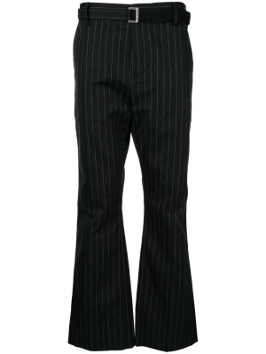 

Striped belted tailored trousers, Sacai Striped belted tailored trousers
