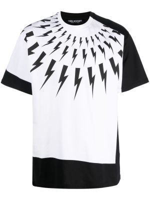 

Lightning bolt-print cotton-jersey T-shirt, Neil Barrett Lightning bolt-print cotton-jersey T-shirt