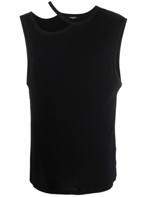 

Cut-out cotton tank top, Balmain Cut-out cotton tank top