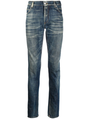 

Whiskering-effect slim denim jeans, Balmain Whiskering-effect slim denim jeans