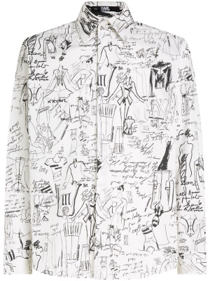 

Hun's Pick sketch-print shirt, Karl Lagerfeld Hun's Pick sketch-print shirt