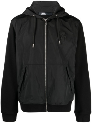 

Logo-patch zip-up hooded jacket, Karl Lagerfeld Logo-patch zip-up hooded jacket