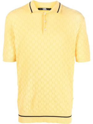 

Monogram-pattern knitted polo shirt, Karl Lagerfeld Monogram-pattern knitted polo shirt