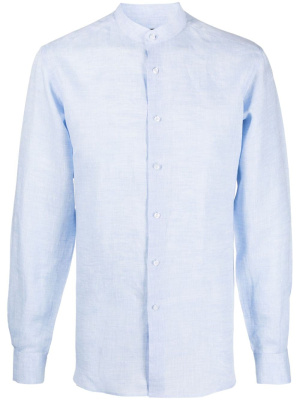 

Band-collar linen shirt, Karl Lagerfeld Band-collar linen shirt