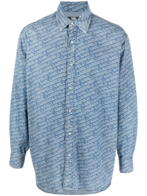 

Logo-monogram denim shirt, Karl Lagerfeld Logo-monogram denim shirt