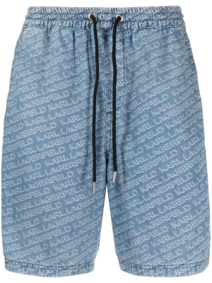 

Logo-print denim shorts, Karl Lagerfeld Logo-print denim shorts