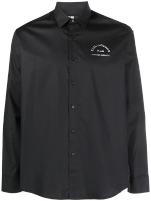 

Appliqué-logo cotton shirt, Karl Lagerfeld Appliqué-logo cotton shirt