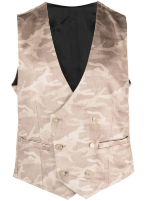 

Camouflage-pattern double-breasted waistcoat, Karl Lagerfeld Camouflage-pattern double-breasted waistcoat