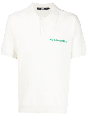 

KL monogram knitted polo shirt, Karl Lagerfeld KL monogram knitted polo shirt