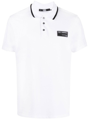 

Logo-patch short-sleeve polo shirt, Karl Lagerfeld Logo-patch short-sleeve polo shirt
