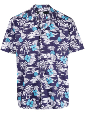 

Palm tree-print cotton shirt, Karl Lagerfeld Palm tree-print cotton shirt