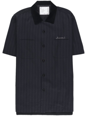 

Embroidered-logo striped shirt, Sacai Embroidered-logo striped shirt