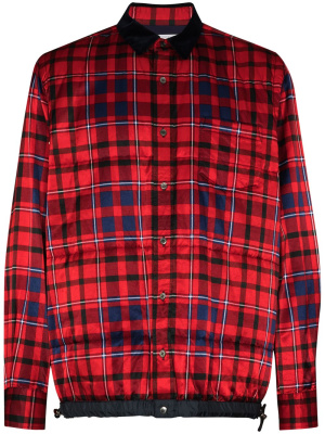 

Checked satin shirt jacket, Sacai Checked satin shirt jacket