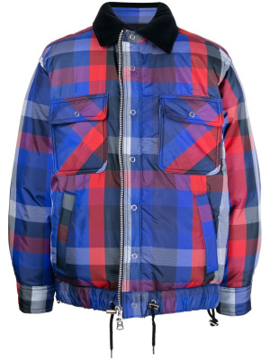 

Check-pattern zip-up bomber jacket, Sacai Check-pattern zip-up bomber jacket