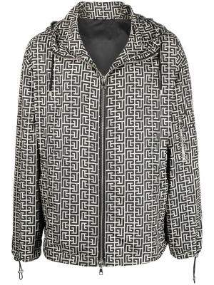 

Monogram print hooded jacket, Balmain Monogram print hooded jacket