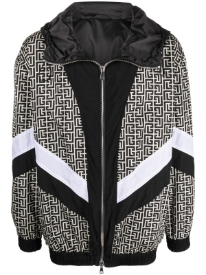 

Monogram-print hooded bomber jacket, Balmain Monogram-print hooded bomber jacket