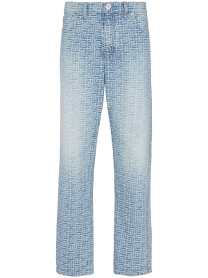 

Monogram-jacquard straight-leg jeans, Balmain Monogram-jacquard straight-leg jeans