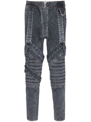 

Panelled-design slim denim jeans, Balmain Panelled-design slim denim jeans