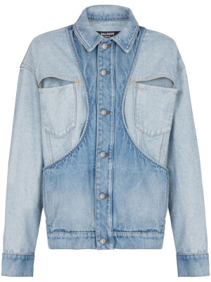 

Panelled-design denim jacket, Balmain Panelled-design denim jacket
