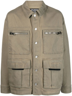 

Button-up stretch-cotton military jacket, Balmain Button-up stretch-cotton military jacket