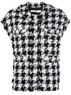 

Houndstooth-print tweed gilet, IRO Houndstooth-print tweed gilet