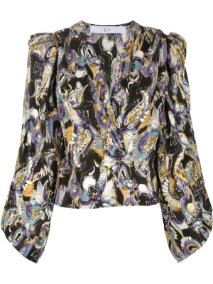 

Dena paisley--print wrap-front blouse, IRO Dena paisley--print wrap-front blouse