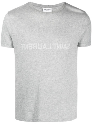 

Reverse logo-print organic cotton T-shirt, Saint Laurent Reverse logo-print organic cotton T-shirt