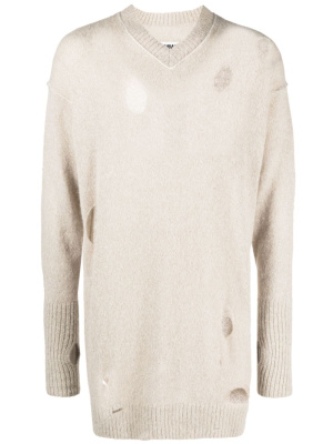 

Distressed-effect knitted jumper, MM6 Maison Margiela Distressed-effect knitted jumper