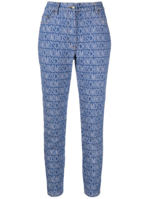 

Monogram-print skinny jeans, Moschino Monogram-print skinny jeans
