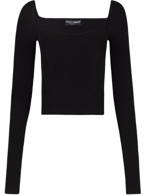 

Ribbed-knit square-neck jumper, Dolce & Gabbana Ribbed-knit square-neck jumper