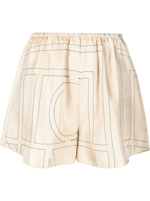 

Monogram-print silk shorts, TOTEME Monogram-print silk shorts