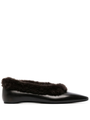 

Faux-fur trim leather ballet pumps, TOTEME Faux-fur trim leather ballet pumps