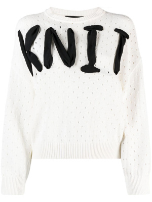 

Word-appliqué pointelle-knit jumper, Boutique Moschino Word-appliqué pointelle-knit jumper