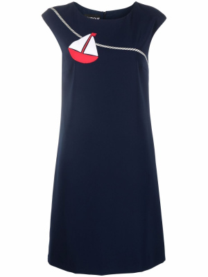 

Boat-appliqué shift dress, Boutique Moschino Boat-appliqué shift dress