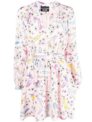 

Floral-print long-sleeved mini dress, Boutique Moschino Floral-print long-sleeved mini dress