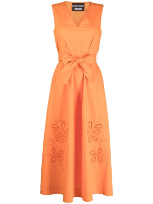 

Floral-embroidery tied-waist dress, Boutique Moschino Floral-embroidery tied-waist dress