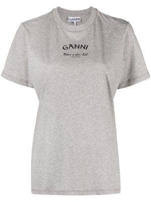 

Logo-print organic cotton T-shirt, GANNI Logo-print organic cotton T-shirt