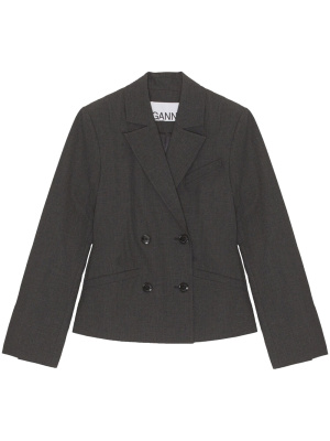 

Double-breasted mélange blazer, GANNI Double-breasted mélange blazer