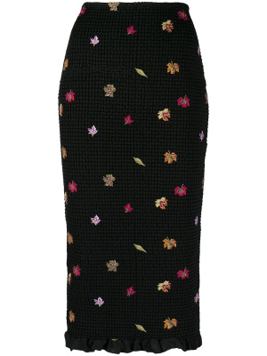 

Embroidered-leaves mid-length skirt, Off-White Embroidered-leaves mid-length skirt
