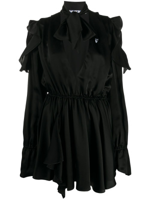 

Ruffle-detail logo-print dress, Off-White Ruffle-detail logo-print dress