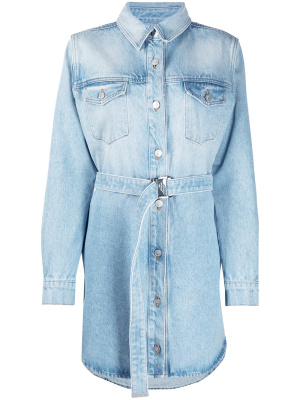 

Arrows floral-embroidered denim shirtdress, Off-White Arrows floral-embroidered denim shirtdress