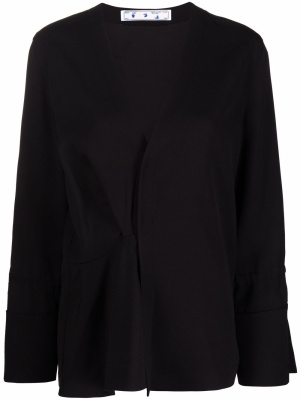 

Slogan-print tied-sleeves blouse, Off-White Slogan-print tied-sleeves blouse
