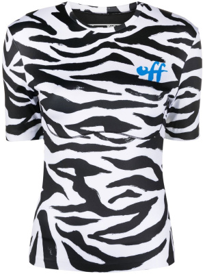 

Zebra-print logo-print top, Off-White Zebra-print logo-print top