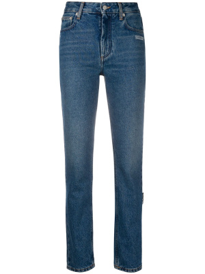 

Logo-embroidered straight-leg jeans, Off-White Logo-embroidered straight-leg jeans
